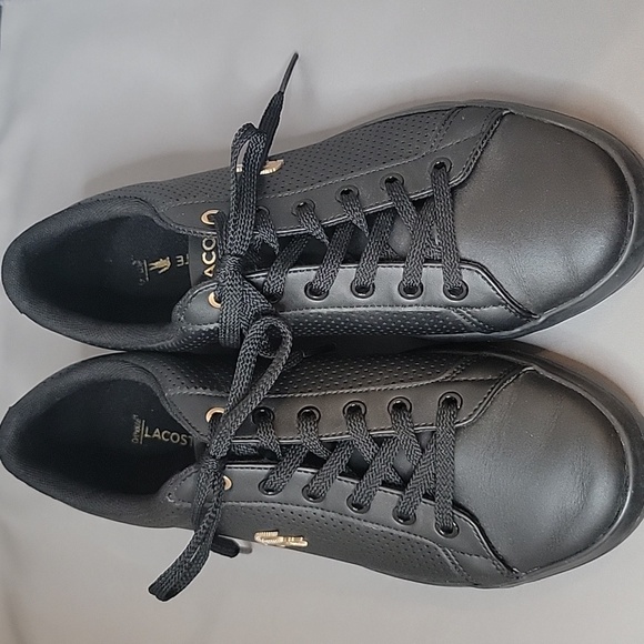 Lacoste Women's Black and Gold Lerond Sneakers Size 7 - Picture 3 of 8